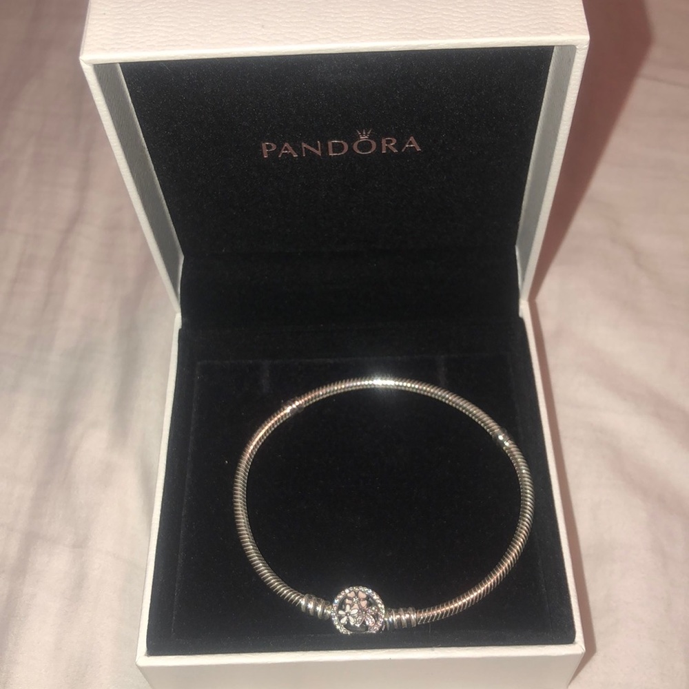Pandora Silver Bracelet w/ Poetic Blooms Clasp